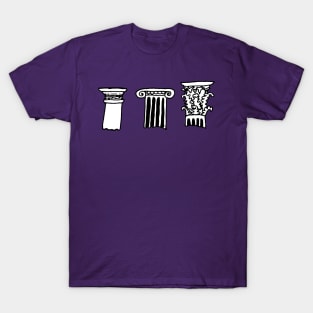 Doric, Ionic, Corinthian ancient Greece and Rome columns T-Shirt